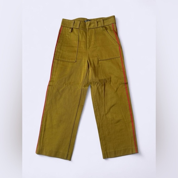 Zara Yellow Chinos with Red Trim Size Small - Picture 1 of 10
